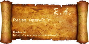 Reiss Agenór névjegykártya